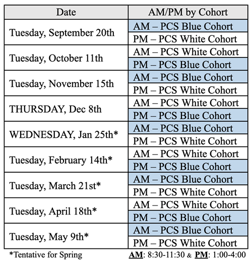 2022-23 SL2 Cohort Schedule